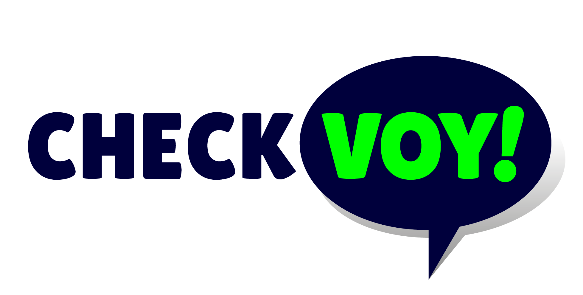 check voy steht mit Ausrufungszeichen. Das "VOY!" in einer Sprechblase