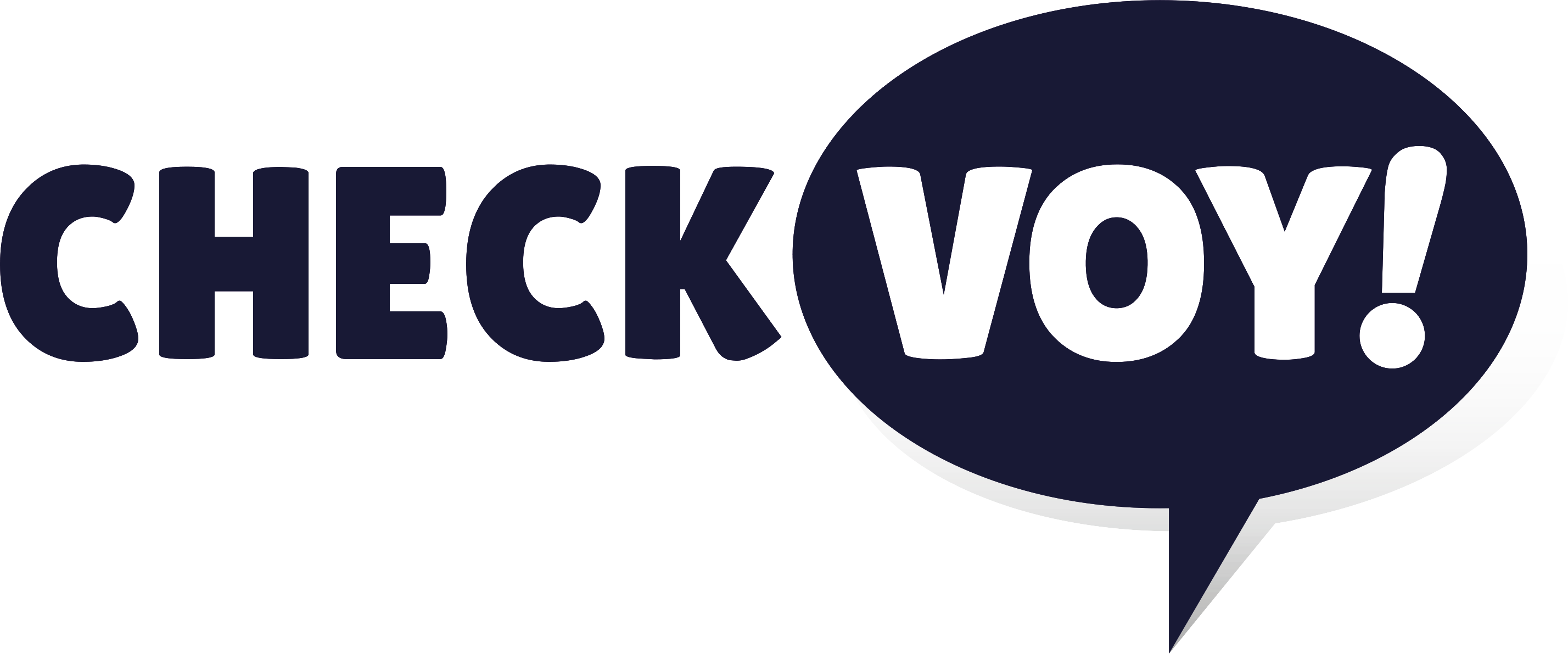 check voy steht mit Ausrufungszeichen. Das "VOY!" in einer Sprechblase